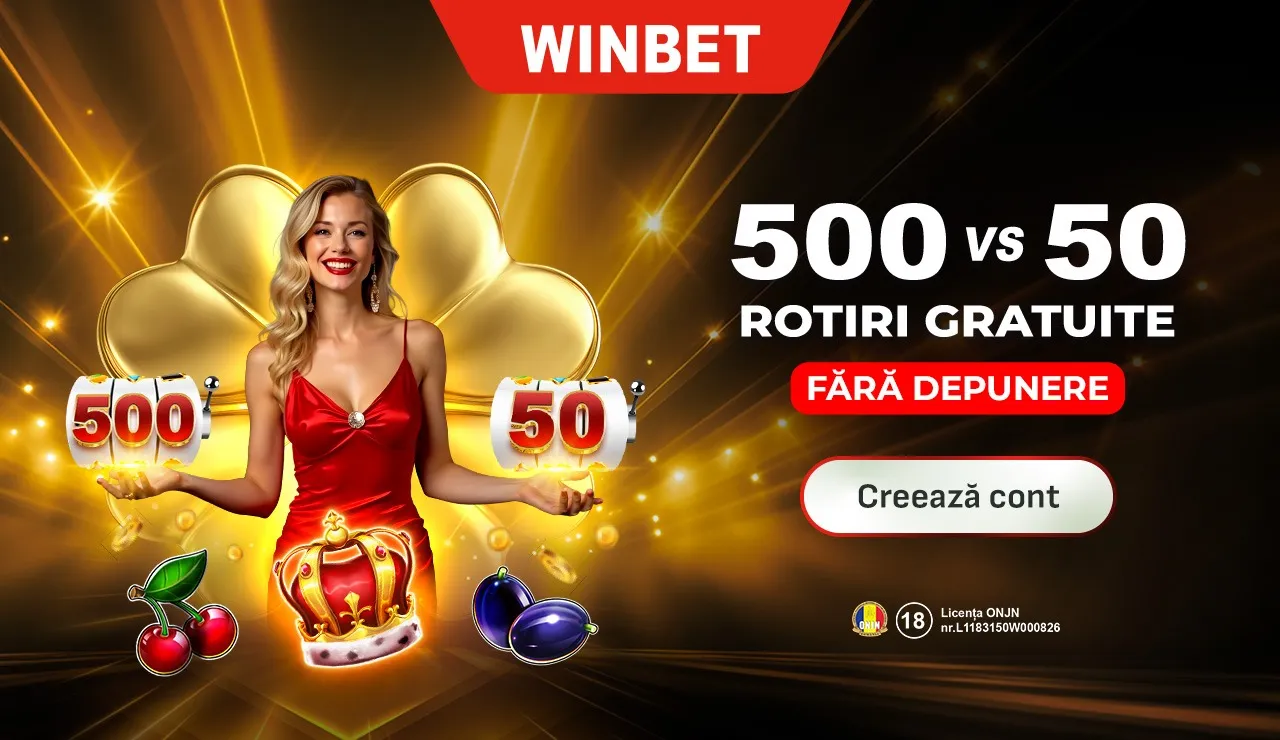 Winbet - 500 Rotiri Gratuite + Extra Bonus 40 RON Fara Rulaj