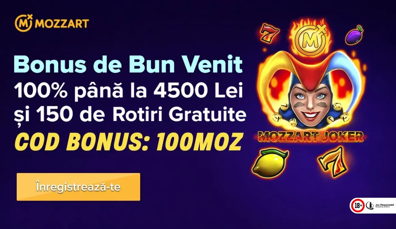 Bonus Mozzart Bet – 4.500 Ron Si 150 Rotiri Gratuite La Mozzart Joker