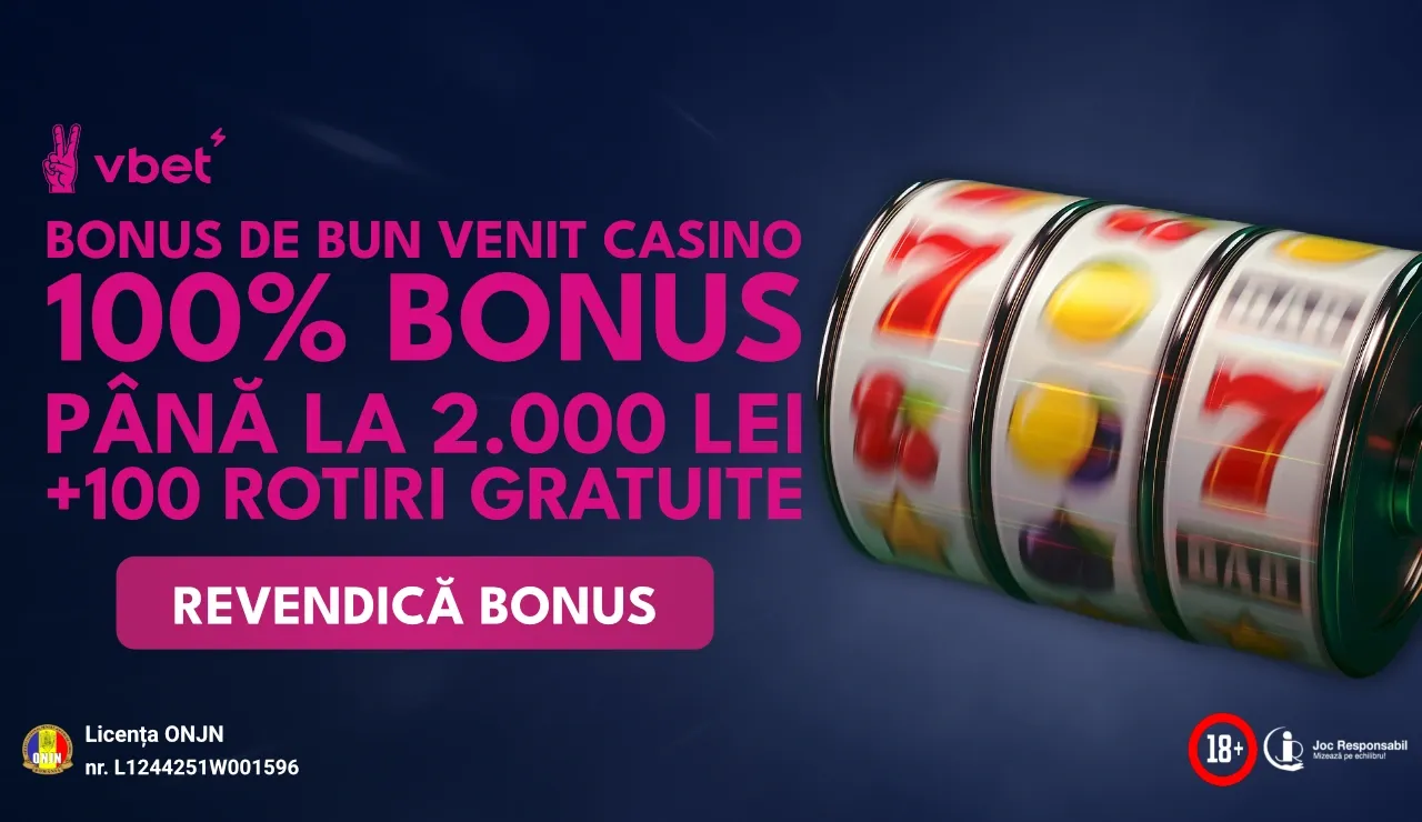 VBET Bonus Bun Venit: 100% Până La 2000 RON + 100 Rotiri Fără Rulaj