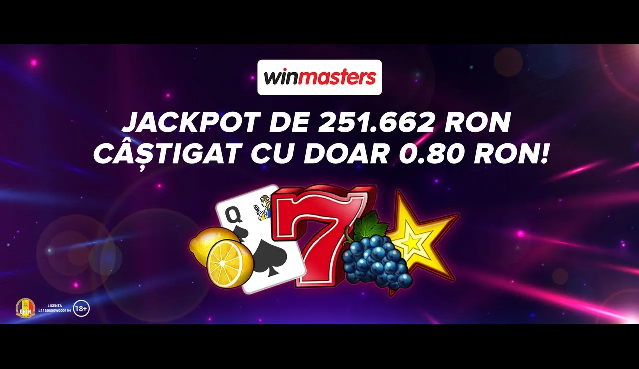 Jackpot de 251.662 RON pe Winmasters cu doar 0.80 RON per spin!